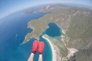 Fethiye Ölüdeniz'de yamaç paraşütü deniz üzerinde 1800 metre yükseklikte